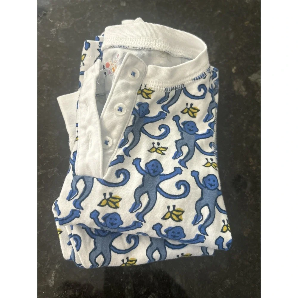 Roller Rabbit Toddler Monkey Animal Print 2-Piece Pajama 12-18M Preppy Soft